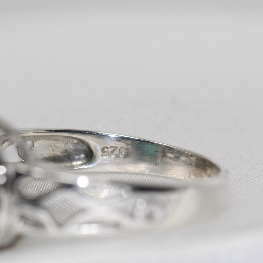 Handmade Sterling Silver - Blue Chalcedony Pool of Light Crowned Ring - size 9 - Picture 8 of 9